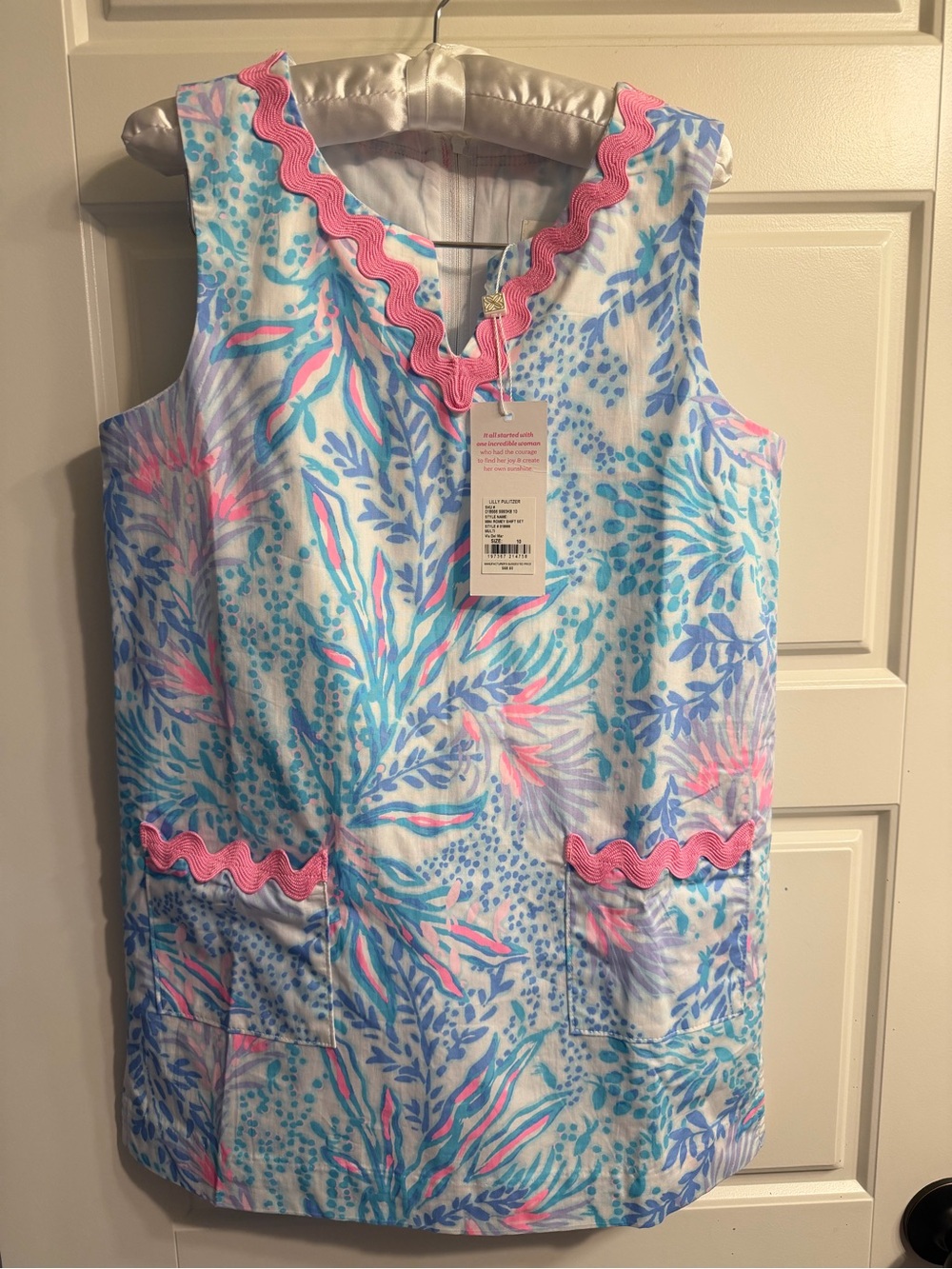 Lilly Pulitzer Pink Trim Blue and White Printed Top
